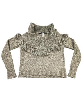 Kensie Marled Fringe Cowl Neck Sweater